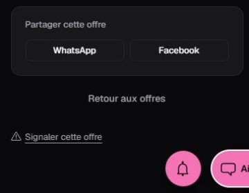 Bouton Signaler cette offre sous Retour aux offres dans la fiche Kamerjob